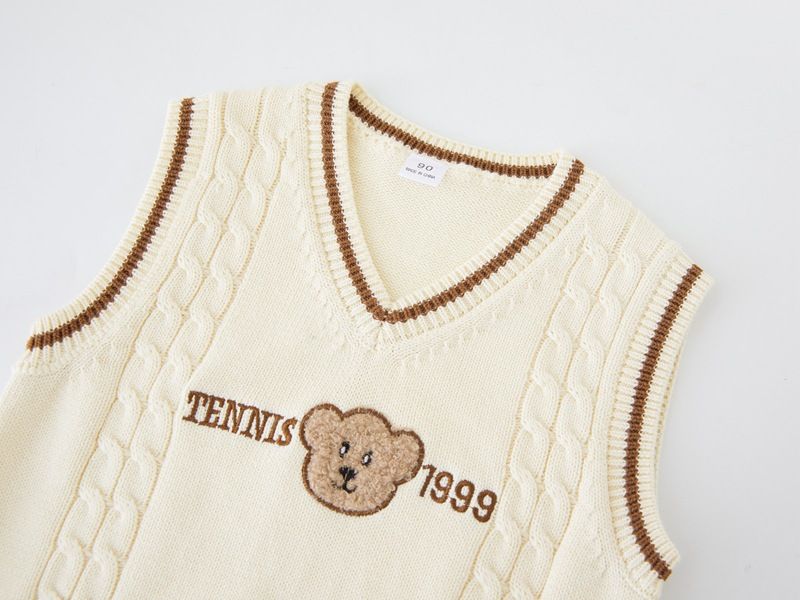 Gilet en tricot brodé de dessins animés pour filles – Uniforme scolaire printemps-automne (80-140 cm)_voghion.com