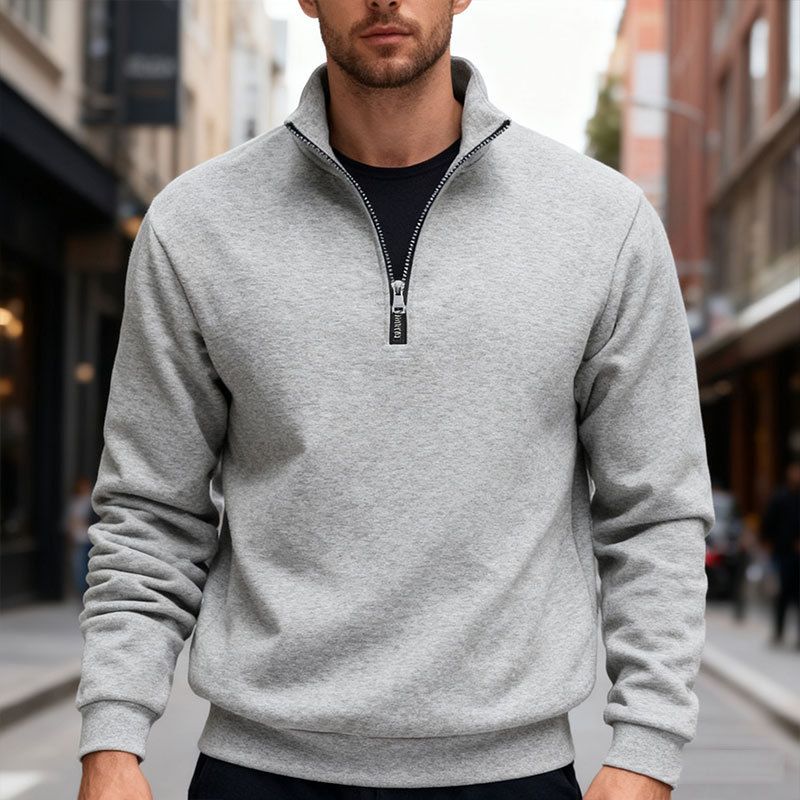 Herren-Fleece-Kapuzenpullover mit Reißverschluss – weicher und warmer Pullover mit Stehkragen, entspannte Passform, schwerer Strick für die Freizeit (mehrere Farben und Größen)_voghion.com