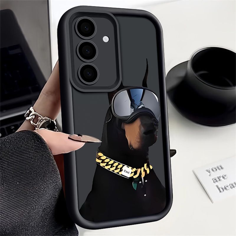 Juokingas šuns telefono dėklas, skirtas „Samsung Galaxy S25 S24 S23 S22 S21 S20 Ultra FE A55 A35 15 A25 Note 20 Plus 5G“ silikoniniam minkštam dangteliui_voghion.com