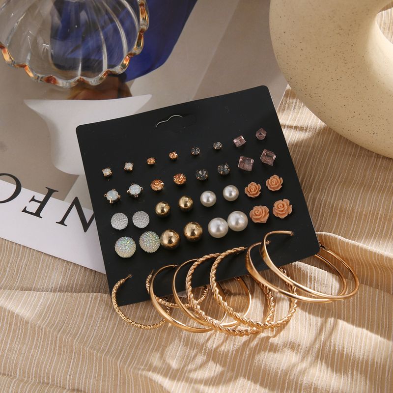 20-Piece Set Of Stud Earrings, Set Of Multi-element Crystal Card Earrings._voghion.com