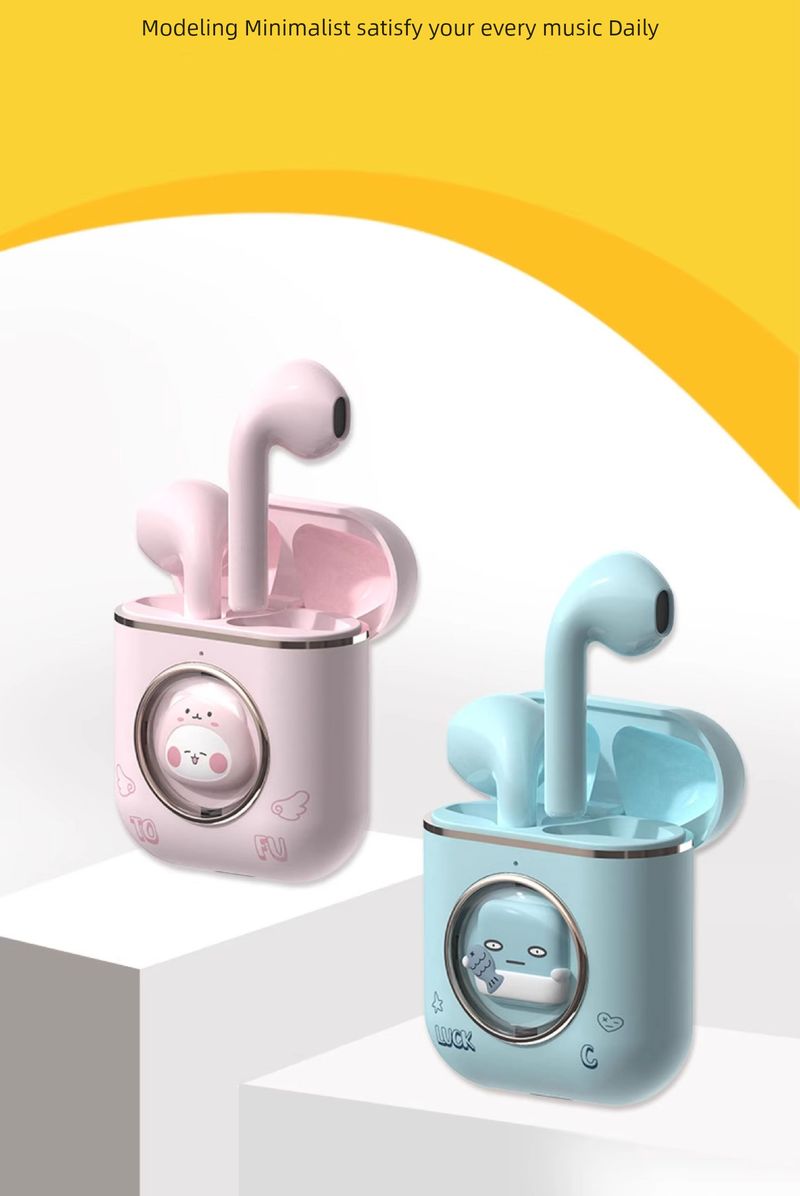 Original Cute Bluetooth Headset Call Noise Reduction Mini Binge-watching Game Low Latency Girl Student Semi-in-Ear_voghion.com