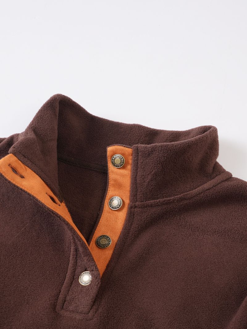 Abbigliamento da uomo Felpa color-block con colletto alto da uomo – Pullover slim fit con pannelli a contrasto per uno stile minimalista moderno_voghion.com