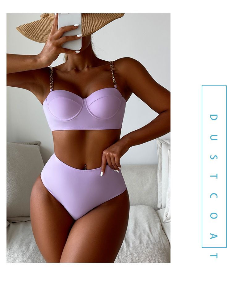 Dameskleding Effen Kleur Bikini Badpak Sexy Split Hoge Taille Buik Bedekkende Bikini Badpak_voghion.com