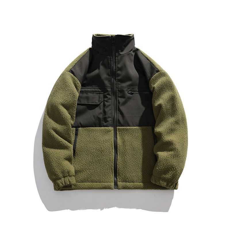 2023 Autumn American Patchwork Lamb Wool Jacket Winter Turn-Down Collar Cotton Coat Short Style Plus_voghion.com