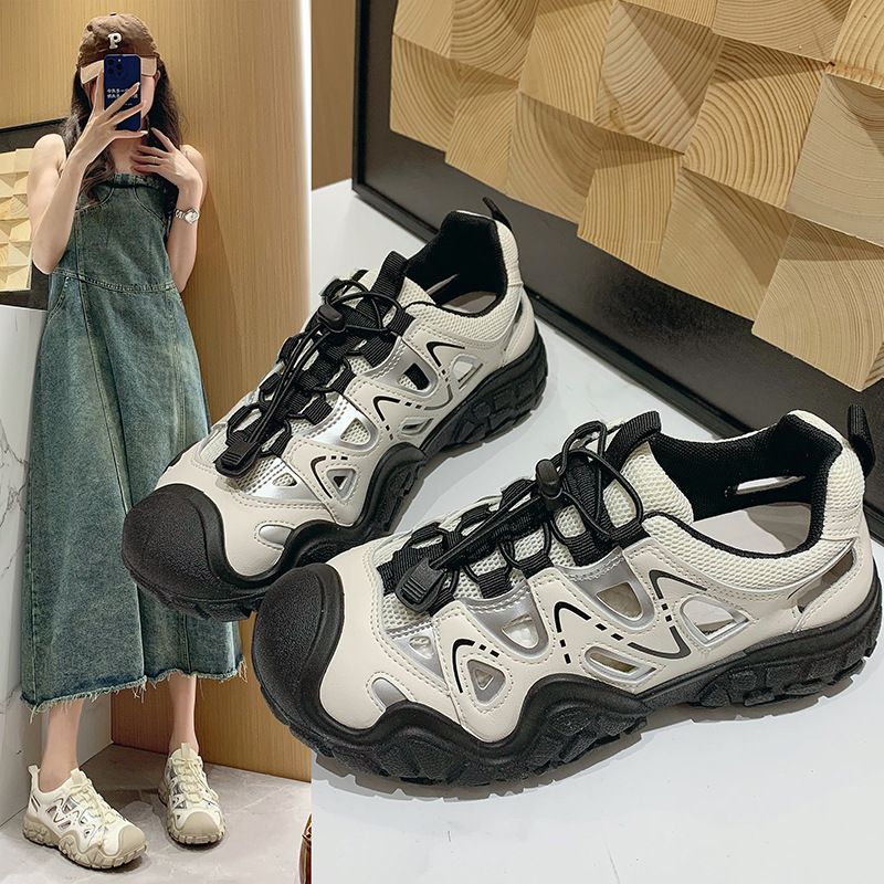 Breathable Outdoor Hiking Shoes For Women, Summer Ugly Cute Clog Sandals With Hollow Design_voghion.com