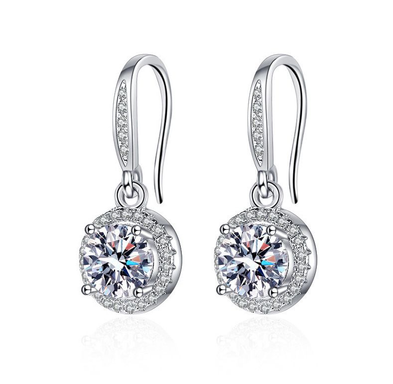 Orecchini da donna con simulazione dal vivo di moissanite, orecchini da donna Ins Love, orecchini in argento sterling S925 con zirconi a sei griffe e moissanite._voghion.com