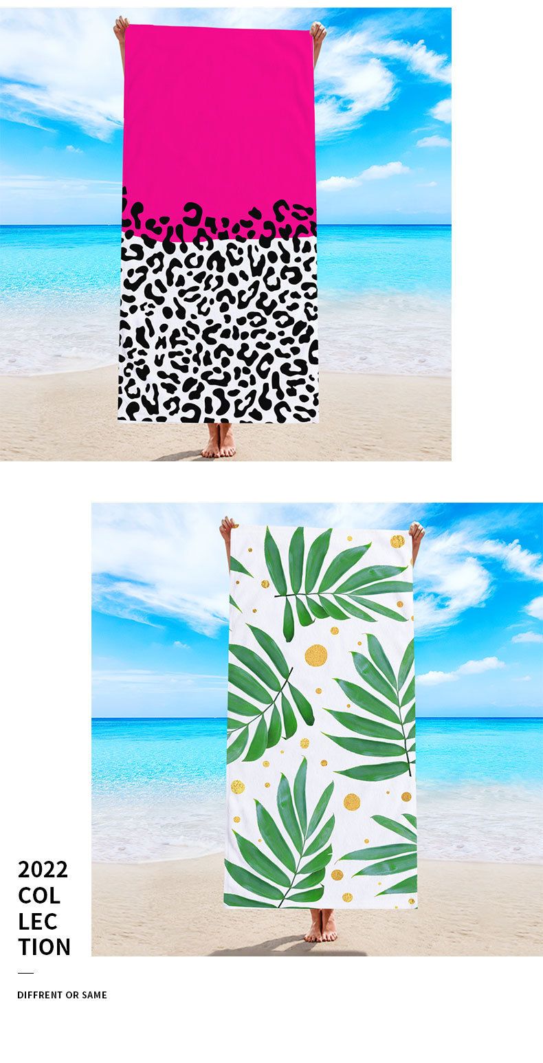Doppelseitiges Strandtuch – ultraweiche Mikrofaser mit aufgedrucktem Design, schnelltrocknend zum Schwimmen und Sonnenbaden_voghion.com