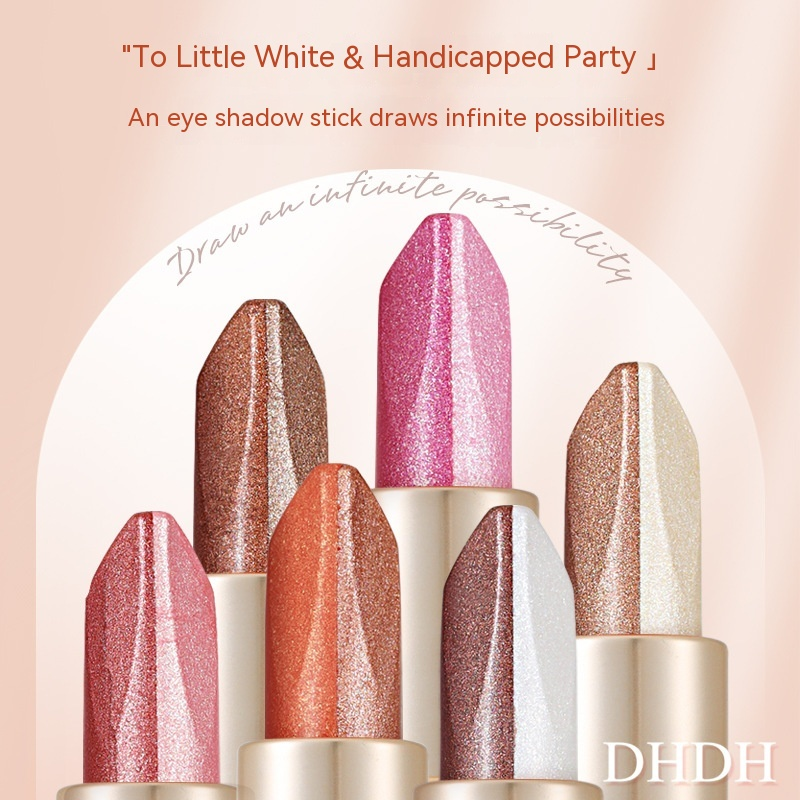 DHDH shimmering two-color three wipe stick pearl light shining one touch do not fly powder hold makeup color eye shadow_voghion.com