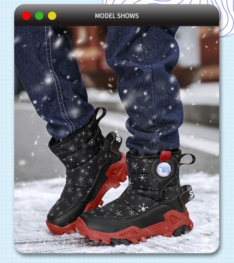 Kinder Schneestiefel für Jungen und Mädchen Baumwolle 2024 Winter plus Veet warme wasserabweisende rutschfeste Freizeitschuhe_voghion.com