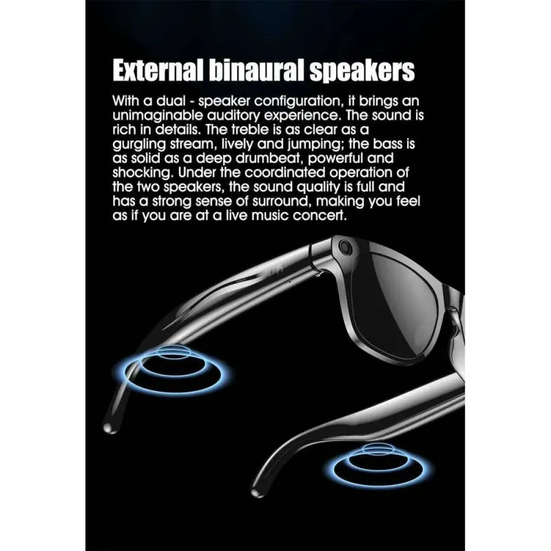 Occhiali intelligenti con chat AI 4K HD, fotocamera GPT da 100 MP, chiamata Bluetooth, batteria da 260 mAh, controllo tramite assistente vocale, per uomini e donne_voghion.com