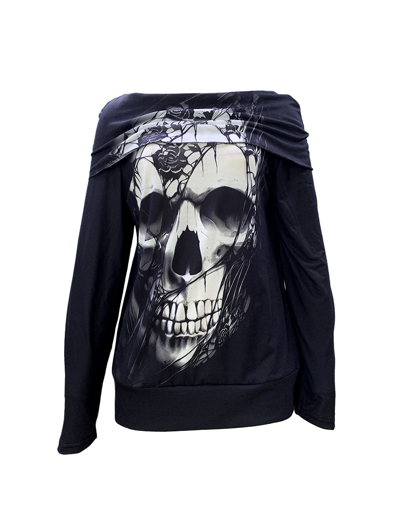 Abbigliamento femminile autunno e primavera nuove donne Halloween moda temperamento testa teschio top monospalla_voghion.com