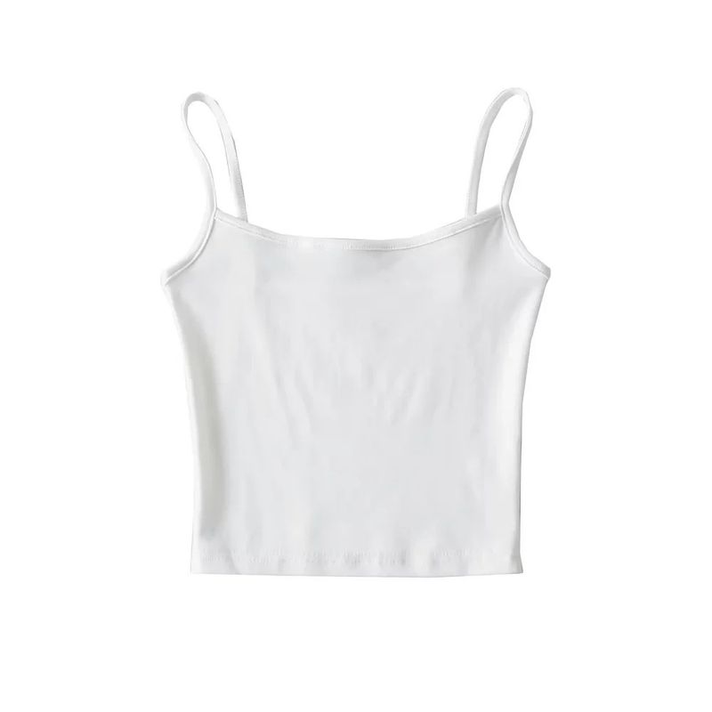 Damenbekleidung Flache kurze Camisole Weste Weibliche Mode Elastische enge Camisole Basic Top_voghion.com