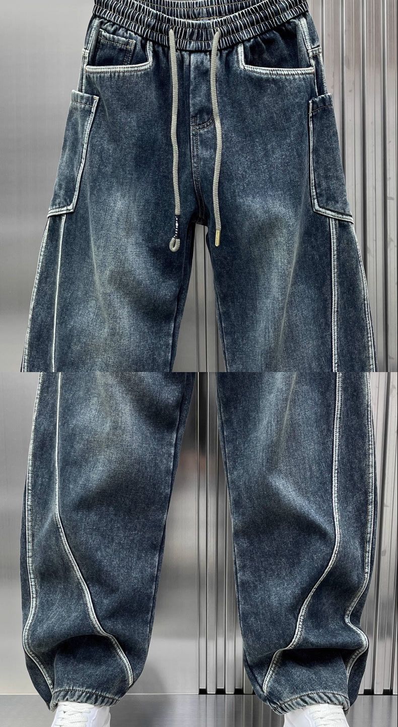 American Casual Curved Knife Jeans For Men In The Spring And Autumn Of 2025, Loose Straight_voghion.com