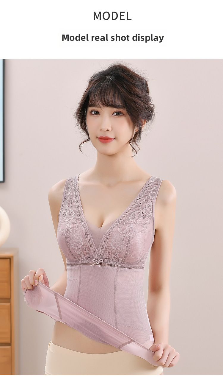 Foreign trade factory V-neck bottoming chest support comfortable mesh women's corset autumn and winter vest body shaping clothing_voghion.com