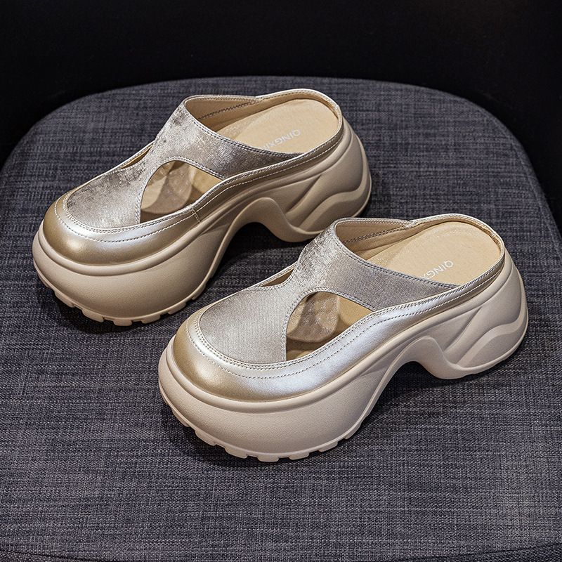 Small Thick-soled Bag Head Slippers Female One Pedal Lazy Wear Casual Versatile Cool Slippers_voghion.com