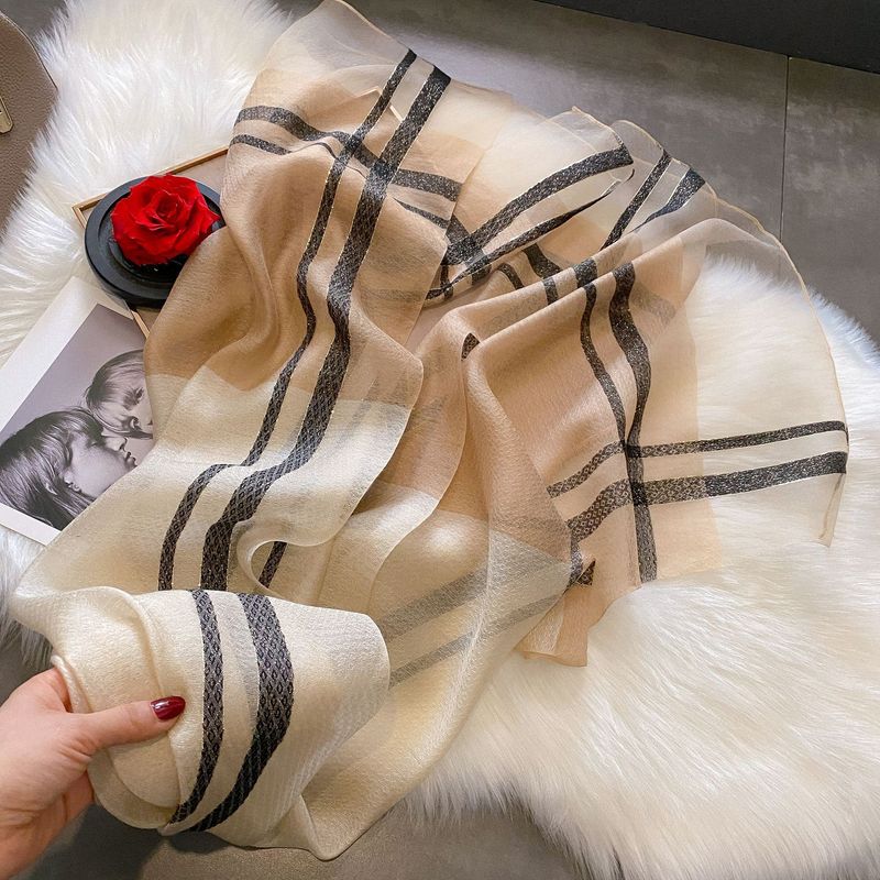 Sciarpa da donna in seta sottile con fascia in lana con bordo dorato stampato a caldo edizione coreana 2023_voghion.com