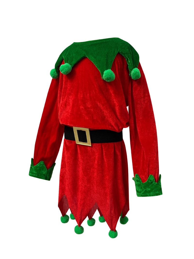 Disfraz de elfo navideño para niños: vestido de fantasía verde con sombrero, cinturón, cubrepiés y calcetines para actuaciones en el escenario y para combinar con toda la familia._voghion.com