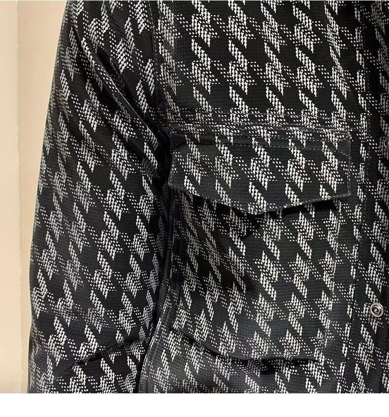 Men's Clothing houndstooth jacket men's fashion striped slim fit coat business casual men's tops_voghion.com