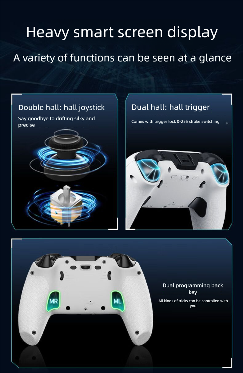 Langming V6 Intelligent Control Large Screen Wireless Smart Game Controller For Switch, PC, Android, Steam, Bluetooth_voghion.com