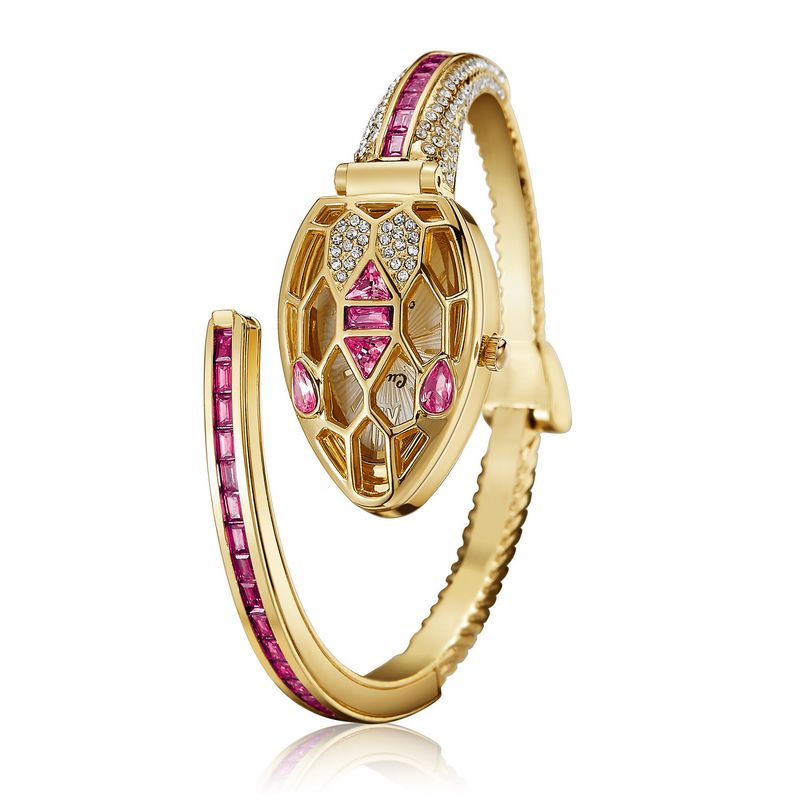 Nieuw met diamanten slang slangvormige armband kwarts open-face horloge_voghion.com