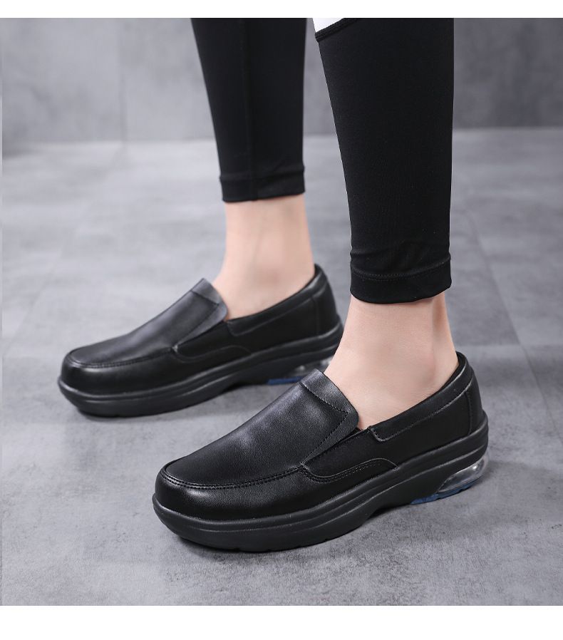 New Solid Color Round Head Low Top Leisure Small White Shoes Nurse Shoes Cushioned Leisure Loafers_voghion.com