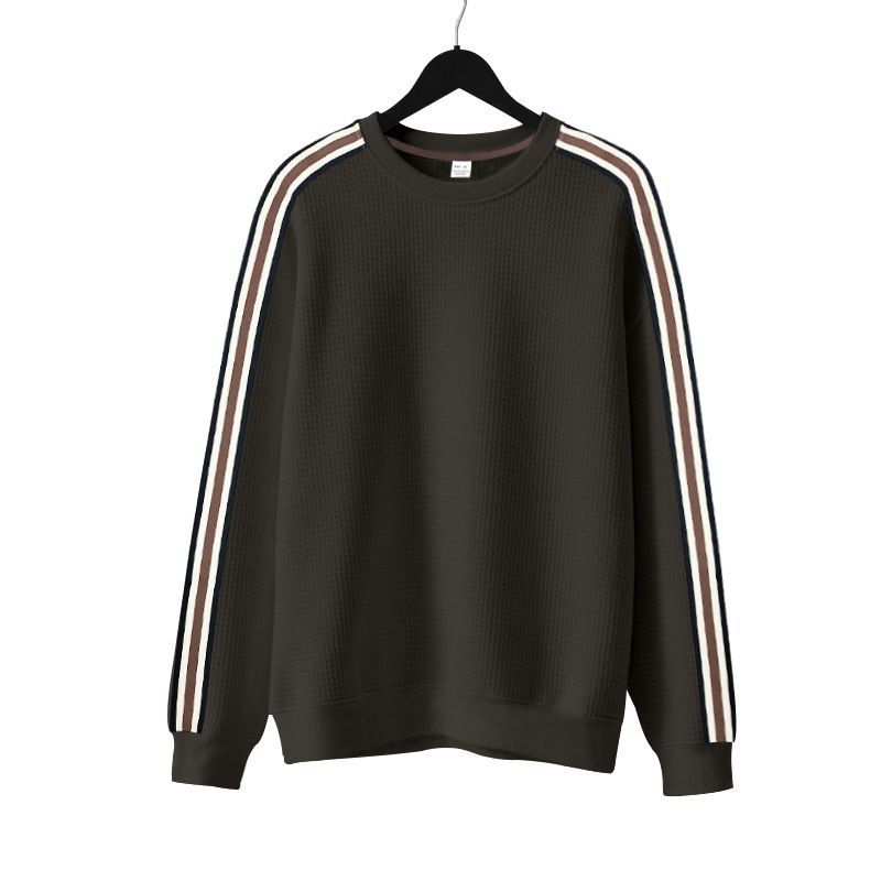 Men's Casual Sweatshirt - Relaxed Fit Crewneck Pullover With Mini Check Pattern | Soft Cotton Blend, Thickened For Spring/Fall_voghion.com