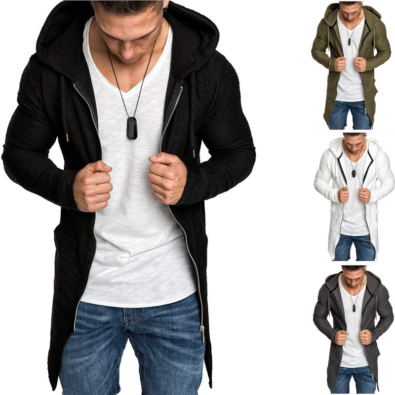 Herbst und Winter, Außenhandel, Windjacke, modisch, schmal, mittellang, Schwalbenschwanz-Pullover, Strickjacke, Reißverschluss_voghion.com