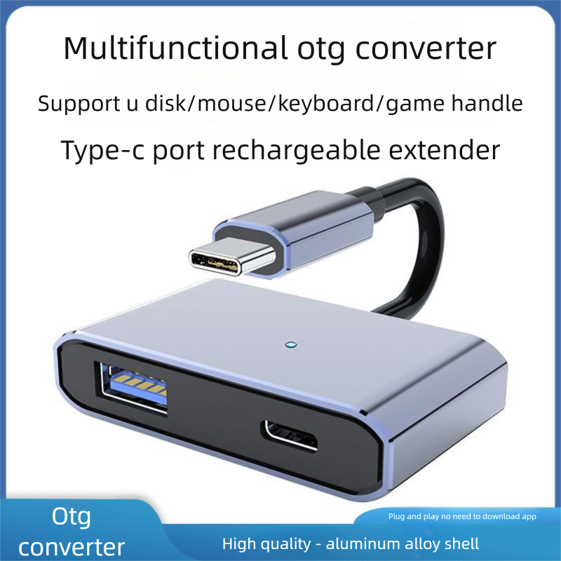 OTG-converter Oplaadbare Type-C mobiele telefoon Tablet Flashdrive Muis Multifunctionele universele 2-in-1 USB-adapter_voghion.com