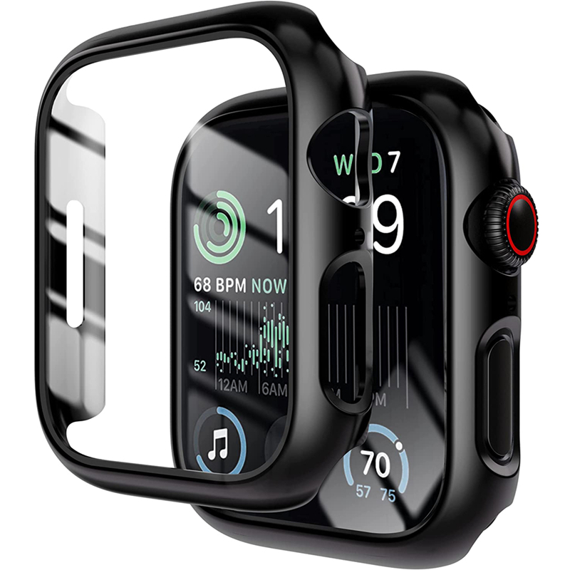 Stikls+apvalks Apple Watch maciņam 8 7 6 SE 5 3 iWatch aksesuārs Ekrāna aizsargs Apple pulksteņu sērija 44mm 45mm 40mm 41mm 38mm 42mm_voghion.com