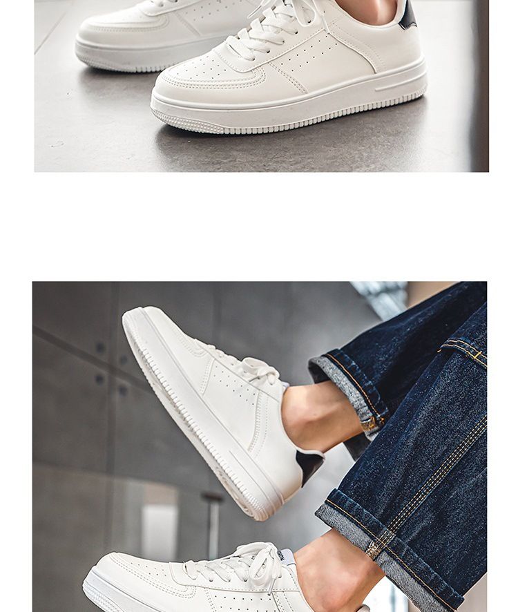 Scarpe da ginnastica casual da uomo, traspiranti, con punta tonda, bianche, basse, con lacci, per studenti estivi, scarpe sportive bianche pure_voghion.com