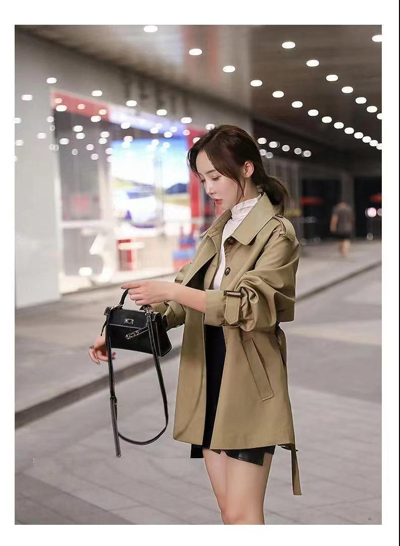 Trench corto da donna in vita, cappotto piccolo, cappotto dimagrante di grandi dimensioni_voghion.com