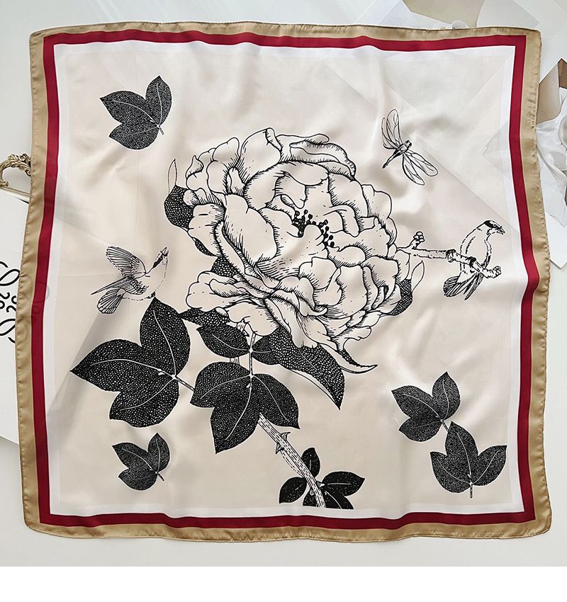 Elegante sciarpa francese in seta stampata con rose, nuova alla moda, 70 quadrati, sciarpa decorativa in stile occidentale primaverile e autunnale_voghion.com