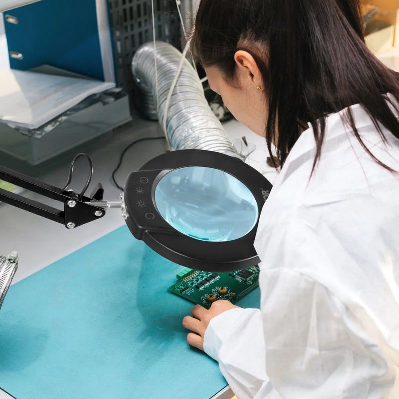 Desk Lens Glass Light With Lamp 64 Light 5X And Glass With Base 2-in-1 Clamp Magnifying LED 4.3 Stand And Magnifier Magnifying_voghion.com