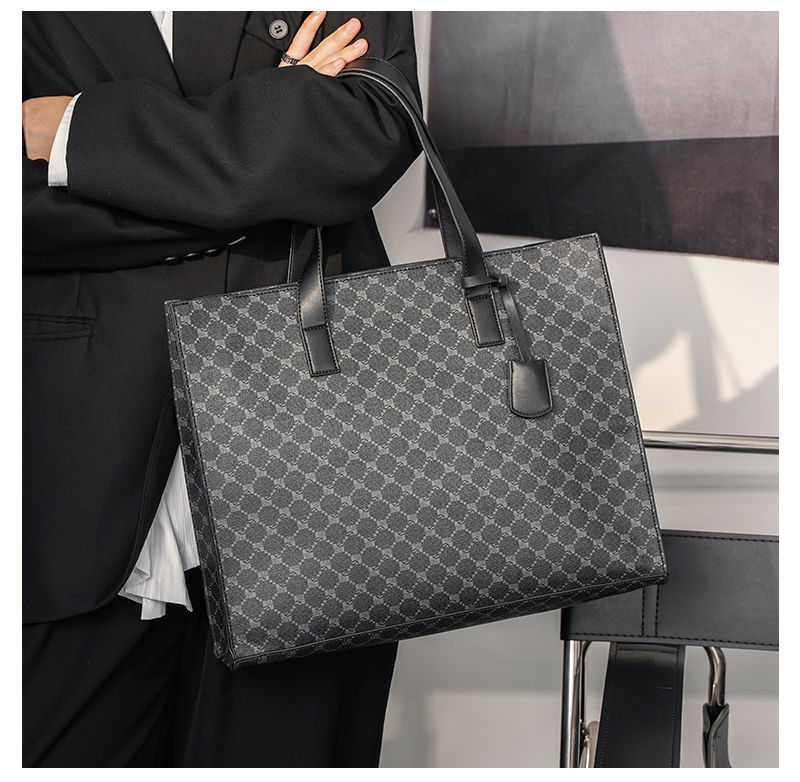 Handtasche mit horizontalem Muster, koreanische Version, Herren-Trend-Schulter, vielseitige Umhängetasche, Computertasche_voghion.com