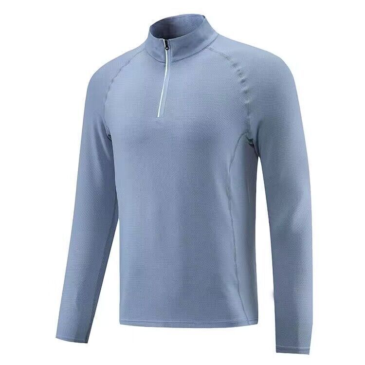 Men's Clothing Quick-Drying Clothes Long Sleeve Half Zip Training Suit Marathon Running Fitness Sports Tops_voghion.com