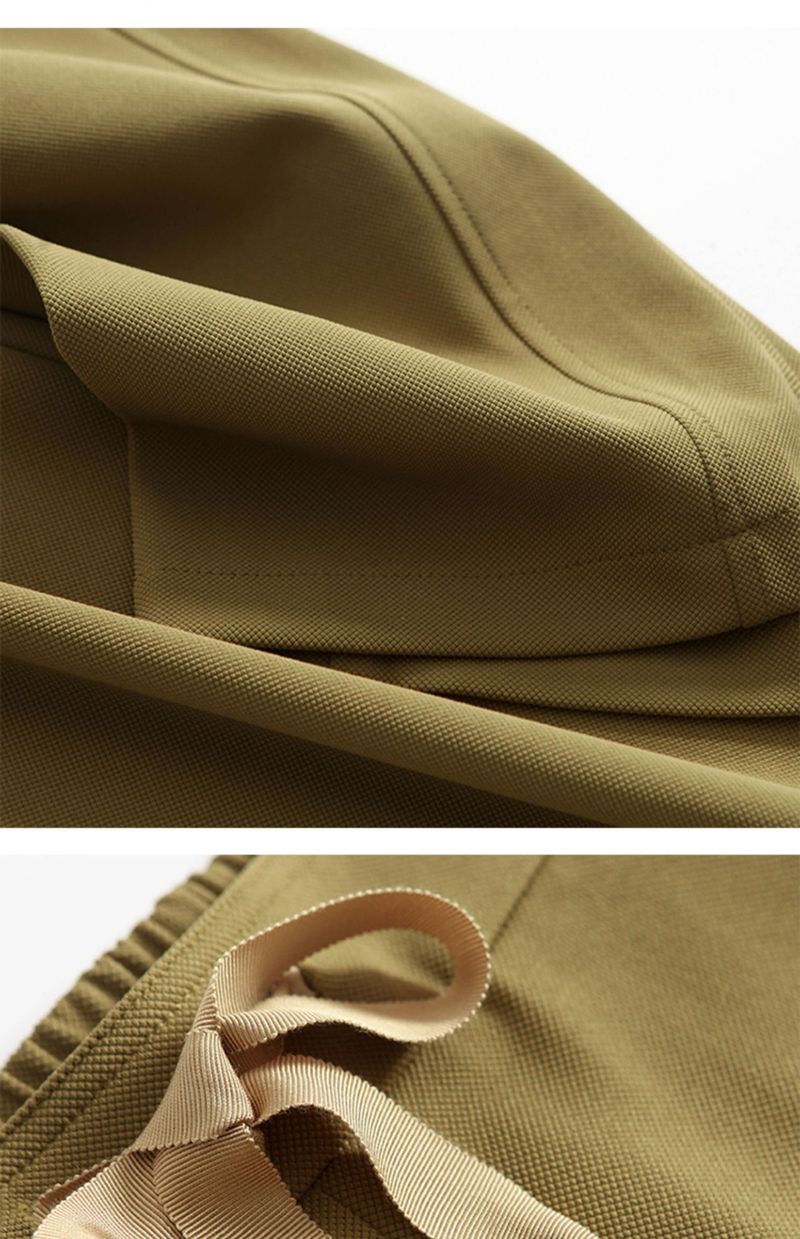 Women's Clothing Plaid Temperament Commuting Beltless High Waist Drawstring Loose Yellow Trousers Wide Leg Pants_voghion.com