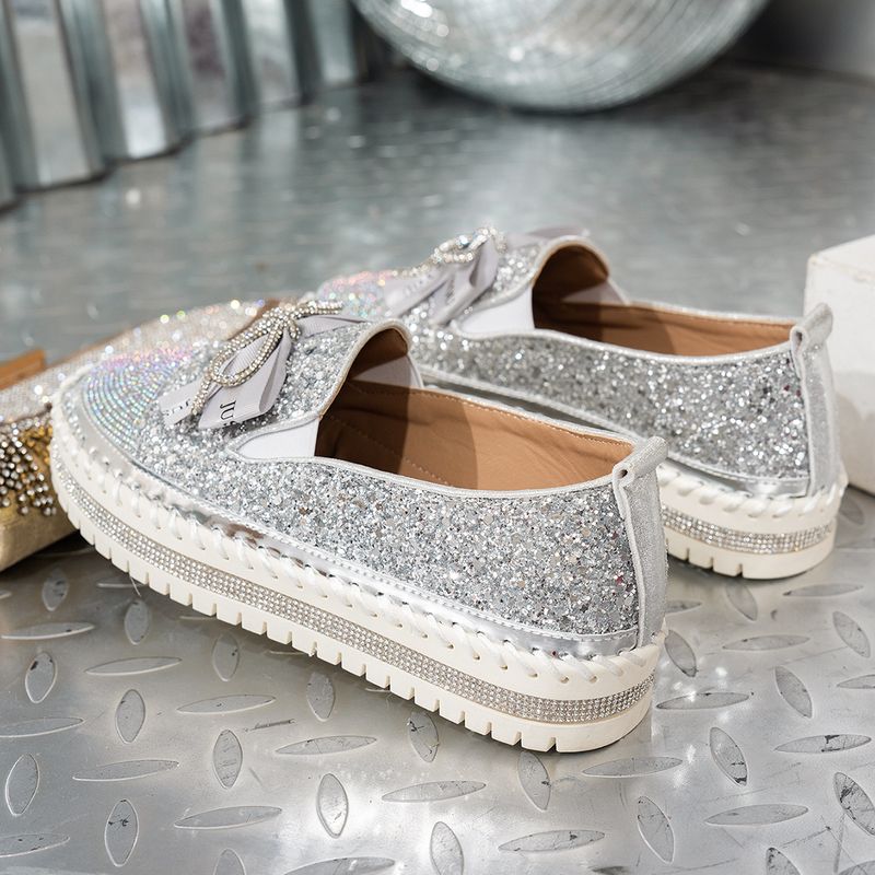 Damenschuhe Neue große Größe Strass Schleife Freizeitschuhe Nischendesign Einzelschuhe Trend_voghion.com