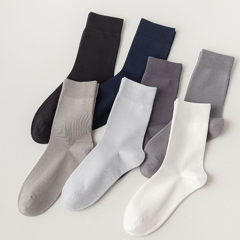 Vīriešu zeķes tīras kokvilnas viduscaurules sporta zeķes pavasara un rudens vienkrāsainas dezodorējošas zeķes vīriešiem pret pīlingu kokvilnas zeķes bez kauliem_voghion.com