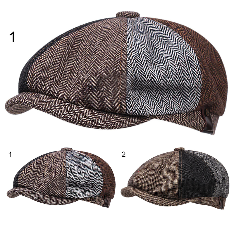 Gorra Zhuoxinder para hombre, estilo vintage británico con parches, boina de invierno con costuras elegantes para uso diario - 1_voghion.com