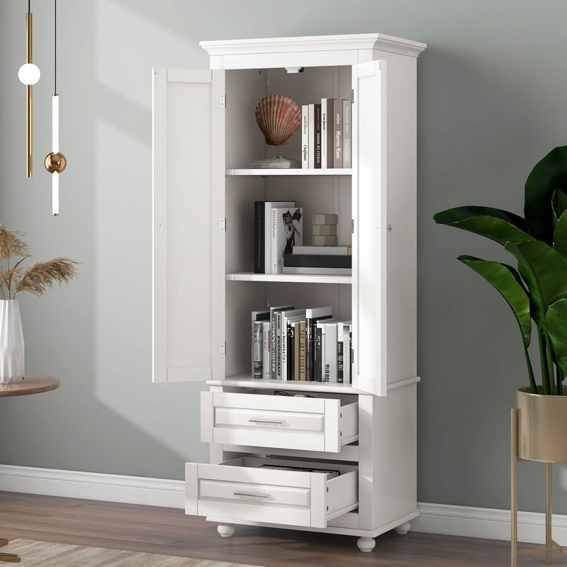 Tall Storage Cabinet With Two Drawers For Bathroom/Office_voghion.com