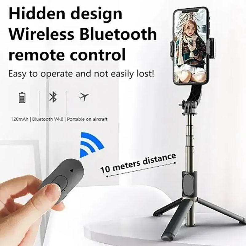 Handheld Gimbal Stabilizer Smartphone 1-Axis With Selfie Stick Tripod Stand, Wireless Bluetooth Remote For IPhone And Android_voghion.com