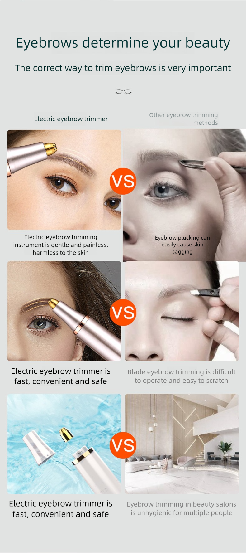 Dispositivo di bellezza elettrico per donne - Rasoio automatico per sopracciglia e rifinitore per la depilazione_voghion.com