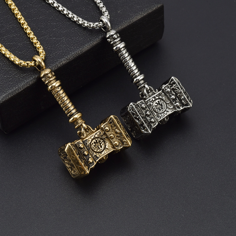 Mighty Thunder God Hammer Men's Necklace Pendant Trendy Man Made Old Cast Jewelry Fashion Jewelry Pendant_voghion.com