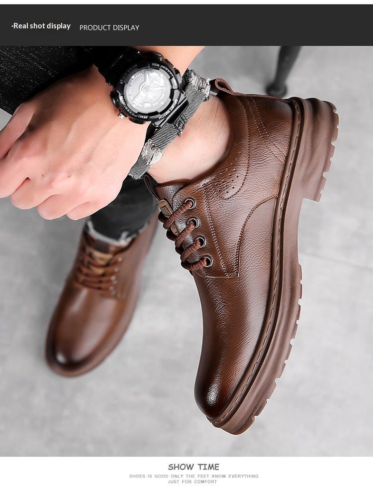 Glide Glide Leather Spring British Scarpe Derby Casual con Suola Spessa da Uomo Formali da Sposa Lavoro Stivali Martin Bassi_voghion.com