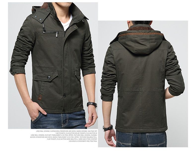 Direkte Lieferung von Winter-Herrenjacken mit Samt und Verdickung ab Werk für schlanke, mittellange einfarbige Kapuzenjacken für junge Männer im Großhandel_voghion.com