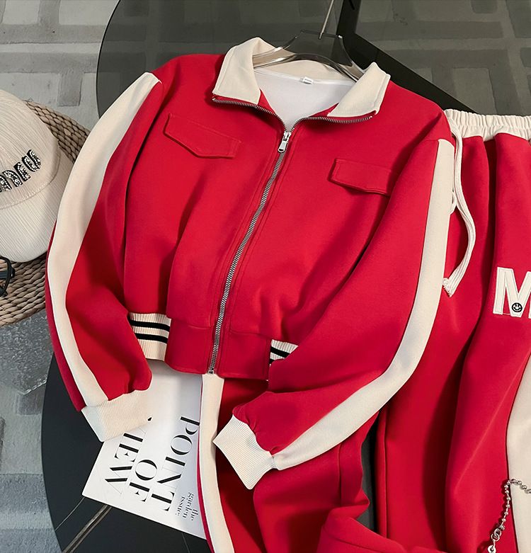 Ženska oblačila, vrhunske športne obleke za ženske, pomlad, nov stil, trendovska modna znamka, jakna, široke hlače, dvodelni komplet_voghion.com