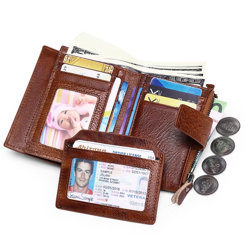 Men's Wallet Short Leather Wallet Top Layer Cowhide Fashion Leisure Wallet Driver's License Wallet_voghion.com