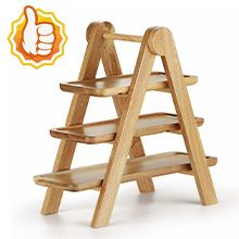 Serviertablett aus Holz mit 3 Ebenen, Serviertablett aus massivem Akazienholz, Tablett aus schwarzem Walnussholz_voghion.com