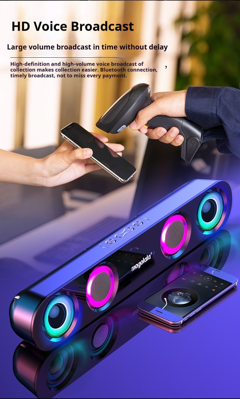 Akıllı Bluetooth Bilgisayar Masaüstü Hoparlörü, Yüksek Sesli Çift Subwoofer, Ortam Işığı, Küçük Hoparlör_voghion.com