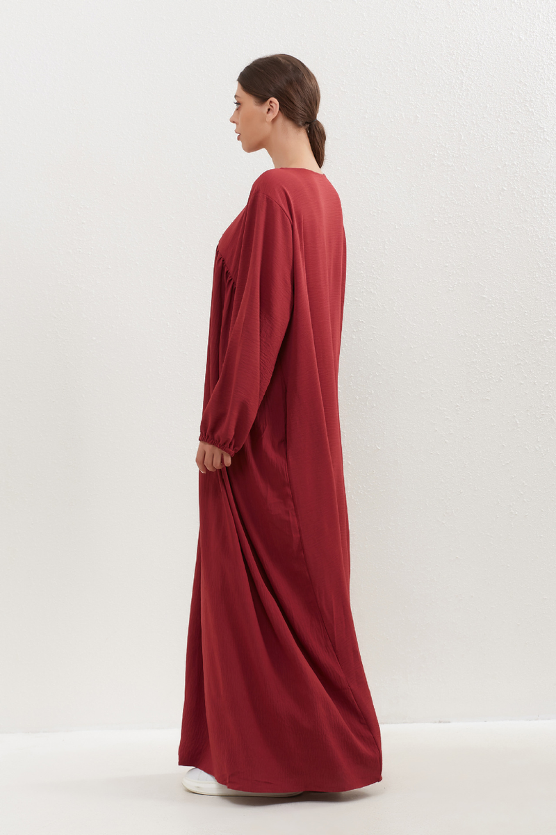 Women's Clothing Two Piece Set Solid Color Headscarf Robe Dress Ethnic Style_voghion.com